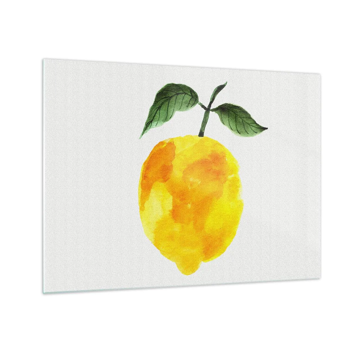 Üveg kép - Akvarell citrom zöld levelekkel - 70x50cm - Hogyan ismerjük meg a nap ízét - Modern fali dekoráció nappalihoz és hálószobához ARTTOR