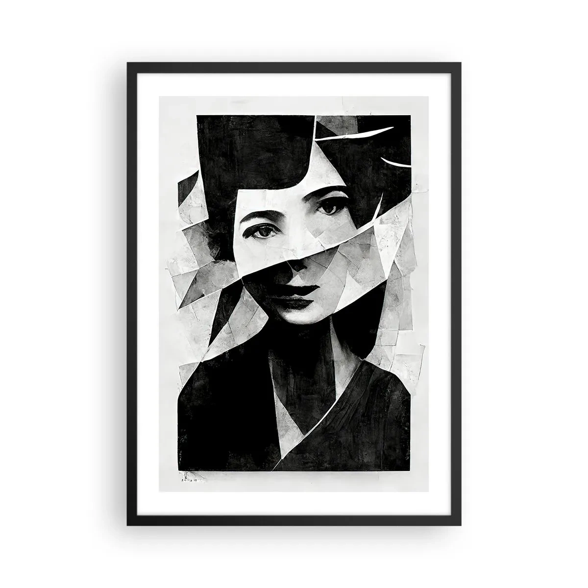 Poszter fehér keretben - Nő portréja absztrakt kompozícióban - 50x70cm - Amilyen igazából vagy... - Modern fali dekoráció nappalihoz és hálószobához ARTTOR