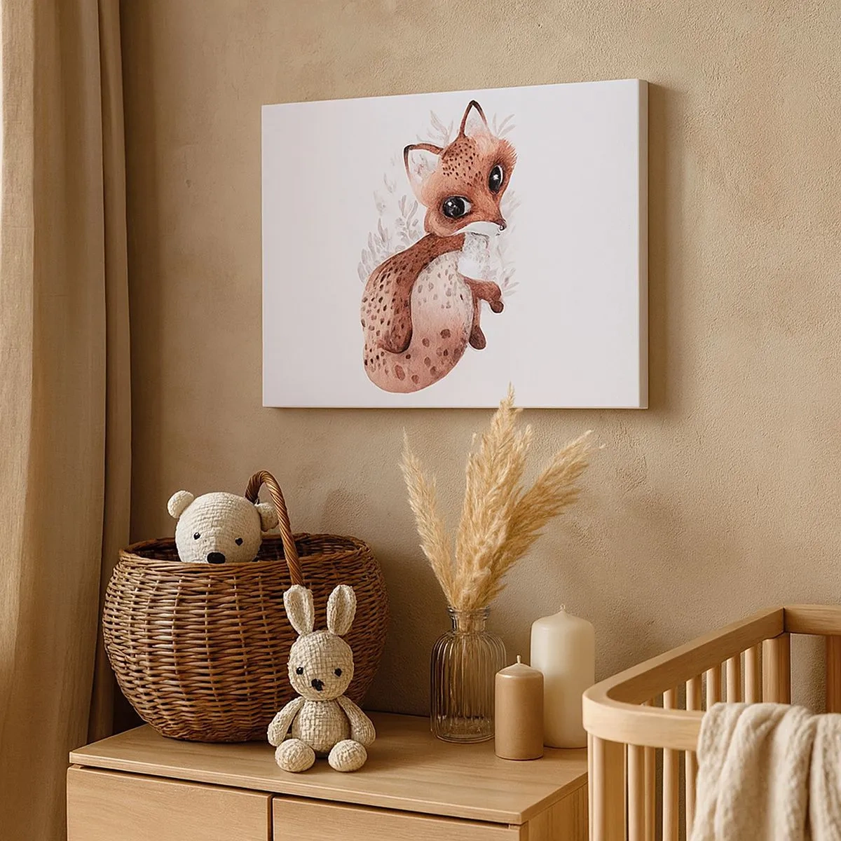 Vászonkép - Egy aranyos akvarell róka világos háttéren - 70x50cm - Csak szeretnivaló - Modern fali dekoráció nappalihoz és hálószobához ARTTOR