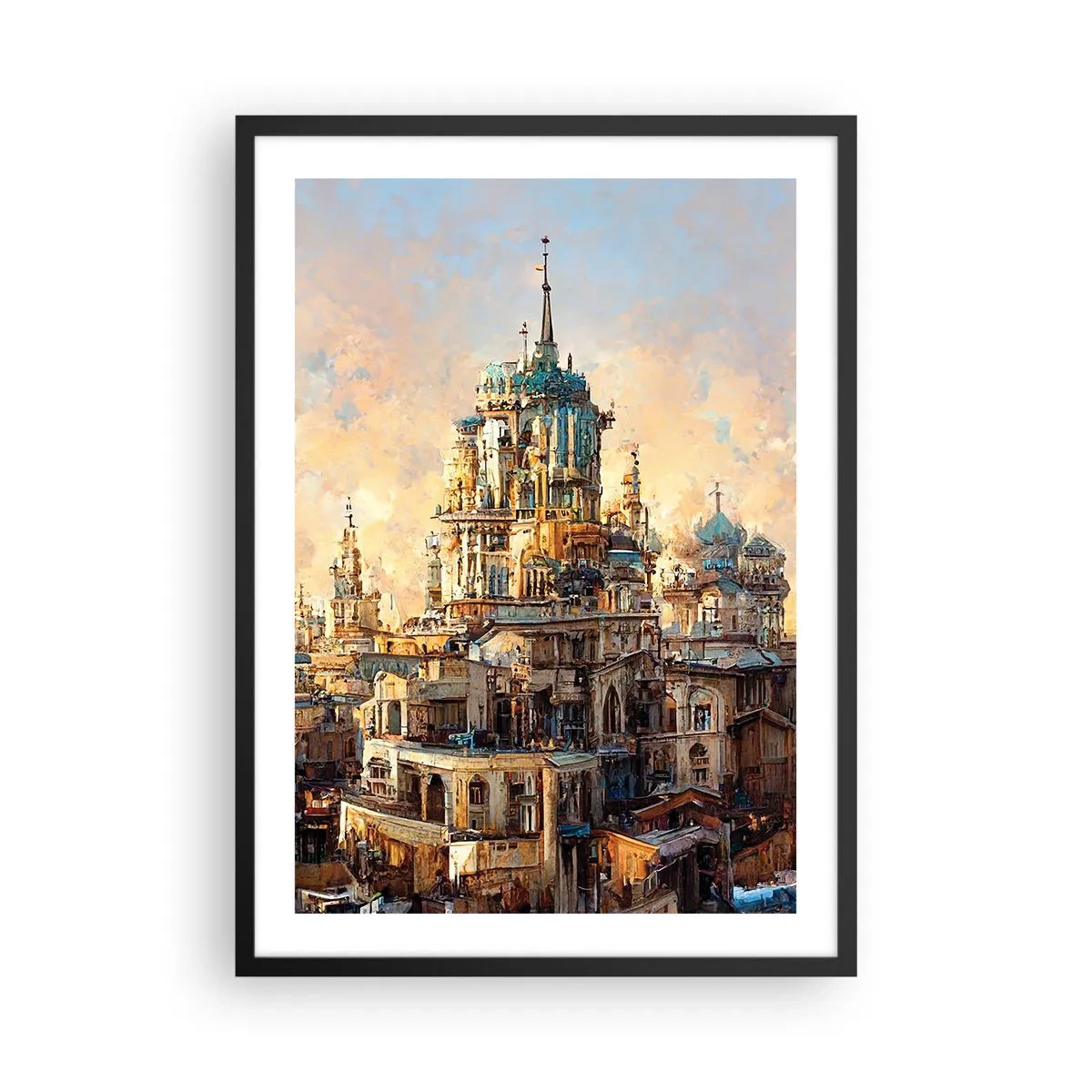 Poszter fehér keretben - Monumentális építészet meleg színekben - 50x70cm - A városok városa - Modern fali dekoráció nappalihoz és hálószobához ARTTOR