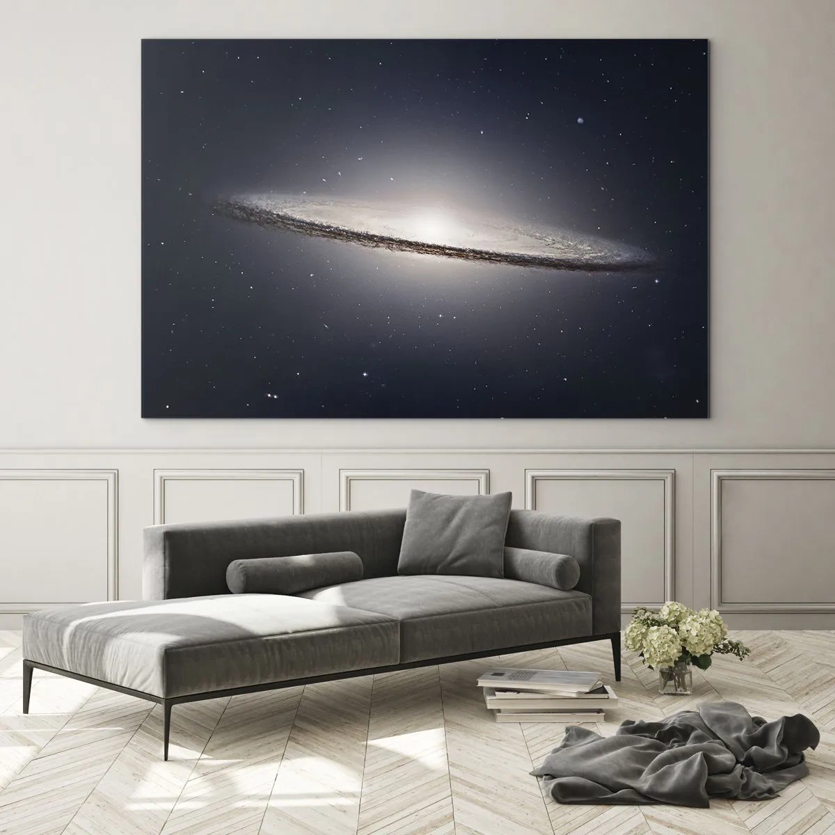 Üveg kép - Egy spirális galaxis lebeg az űrben - 70x50cm - Réges régen, egy messzi-messzi galaxisban.... - Modern fali dekoráció nappalihoz és hálószobához ARTTOR