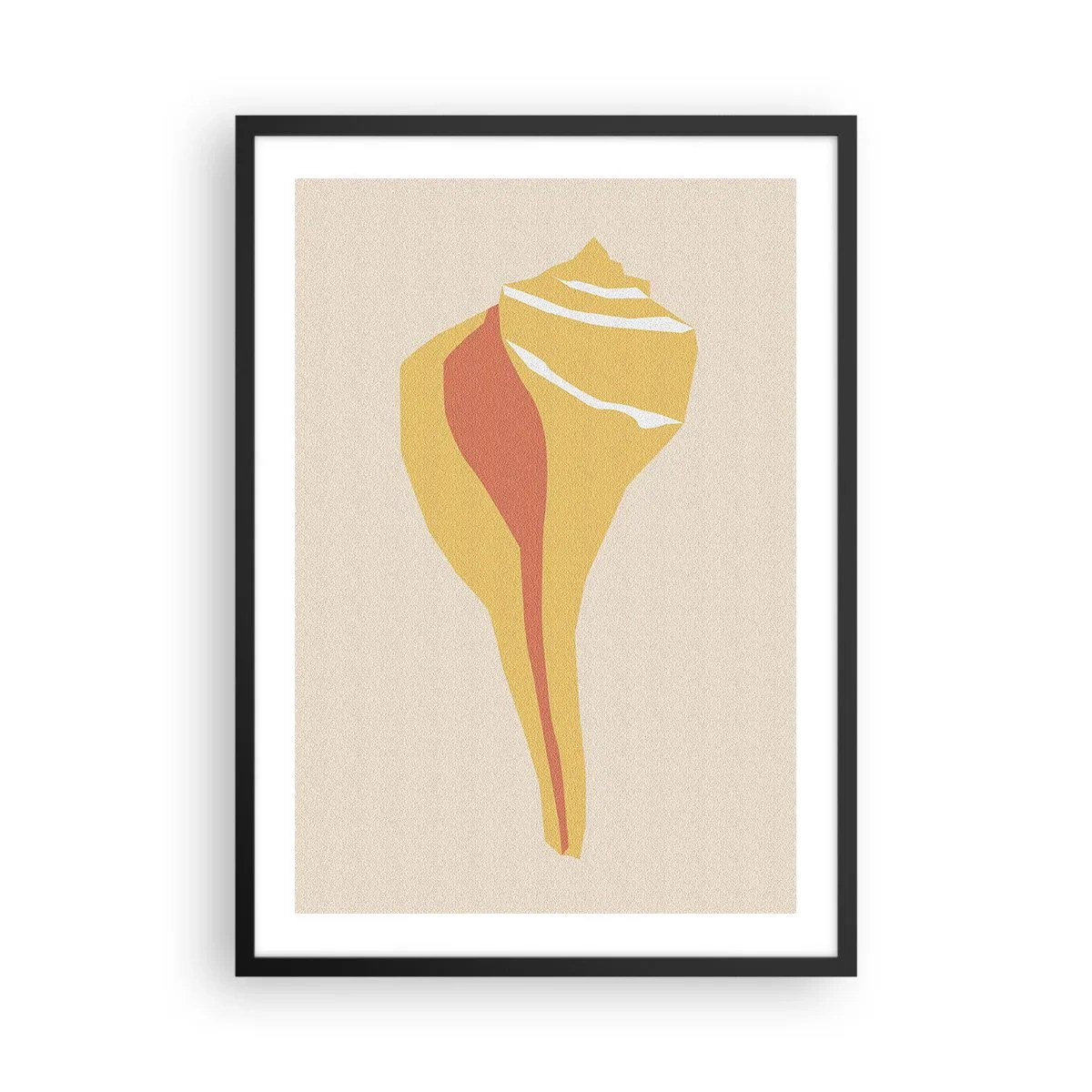 Poszter fehér keretben - Minimalista kagylógrafika meleg színekben - 50x70cm - Szerves absztrakció - növekedés - Modern fali dekoráció nappalihoz és hálószobához ARTTOR