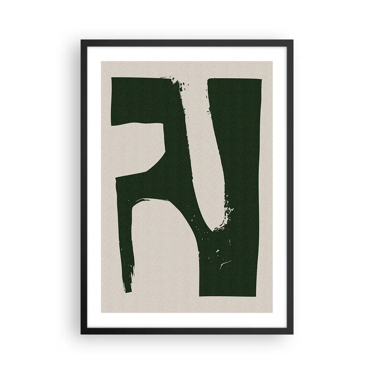 Poszter fehér keretben - Minimalista absztrakció zöld és bézs színben - 50x70cm - Fehér öblök - Modern fali dekoráció nappalihoz és hálószobához ARTTOR