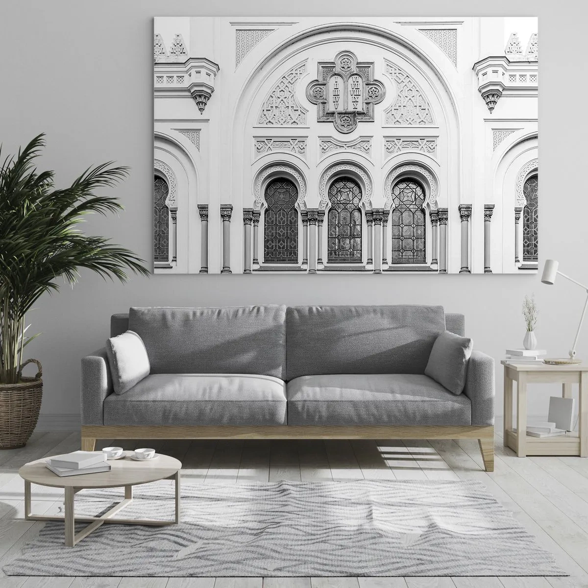 Üveg kép - Egy történelmi épület homlokzata díszes ablakokkal és részletekkel - 70x50cm - A kultúrák határán - Modern fali dekoráció nappalihoz és hálószobához ARTTOR