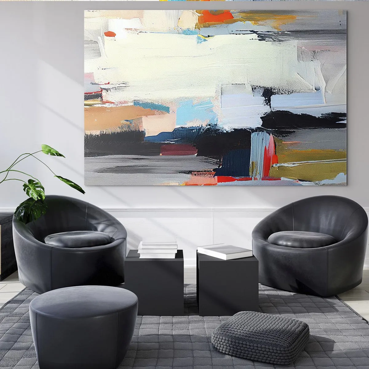 Üveg kép - Absztrakt kompozíció színes foltokkal és ecsetvonásokkal - 70x50cm - Van rá módszer? - Modern fali dekoráció nappalihoz és hálószobához ARTTOR