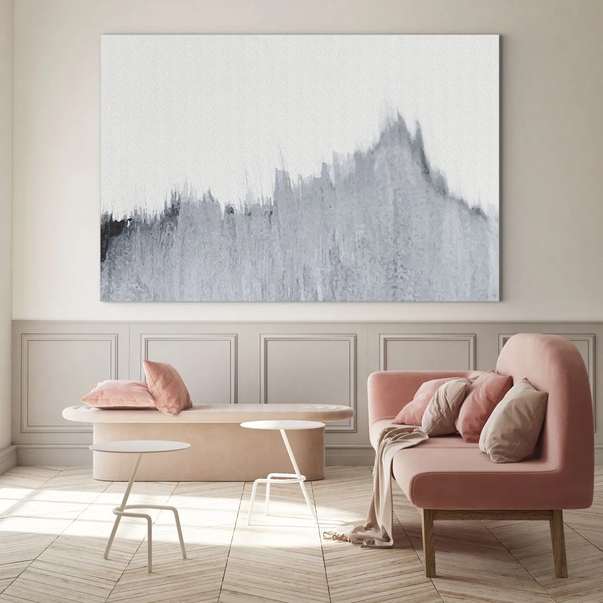 Üveg kép - Egy absztrakt kompozíció szürke árnyalatokban, amely egy lemezre hasonlít fehér háttér előtt. - 70x50cm - Titokzatos felvétel - Modern fali dekoráció nappalihoz és hálószobához ARTTOR