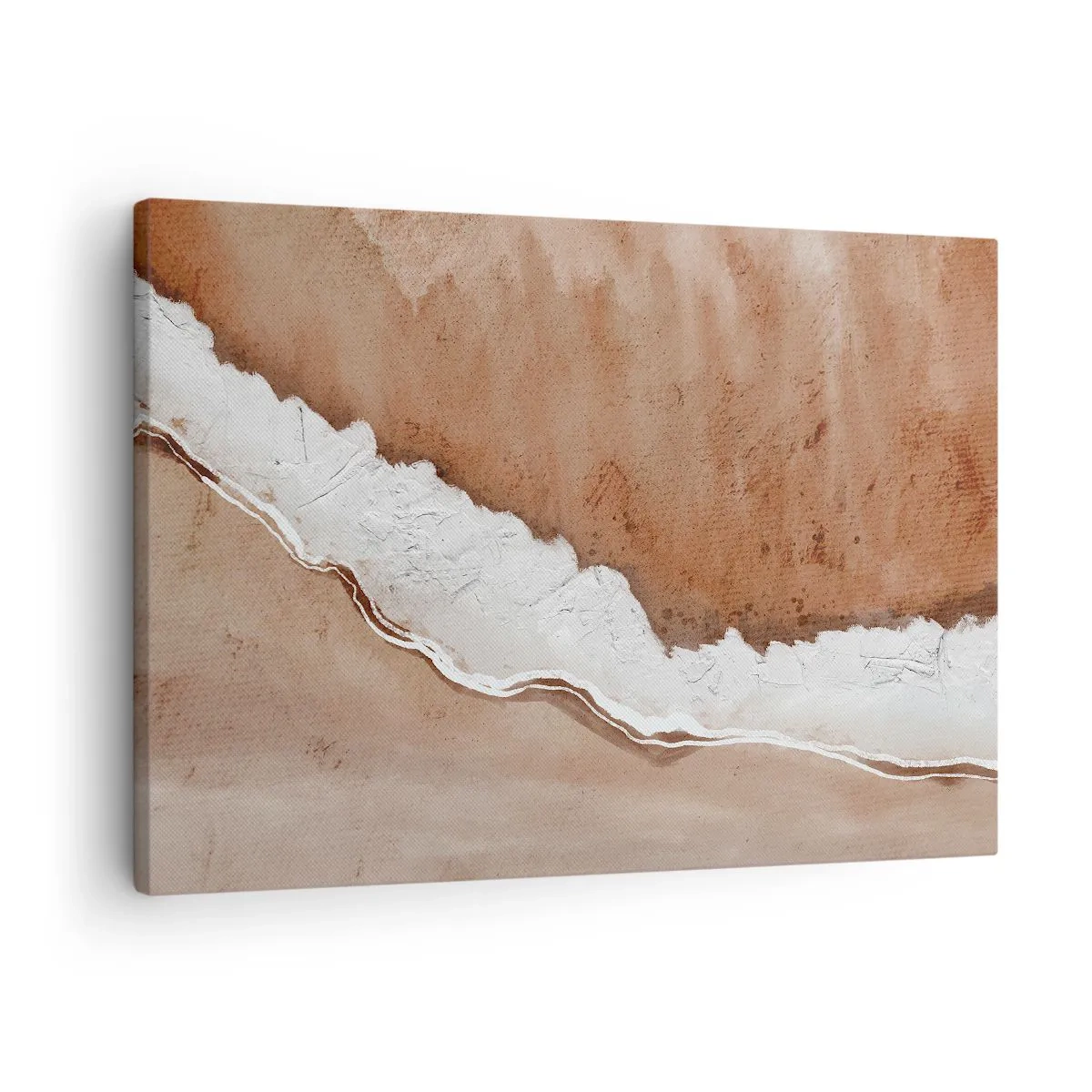 Vászonkép - Homok textúra fehér díszítéssel - 70x50cm - A föld színeiben - Modern fali dekoráció nappalihoz és hálószobához ARTTOR