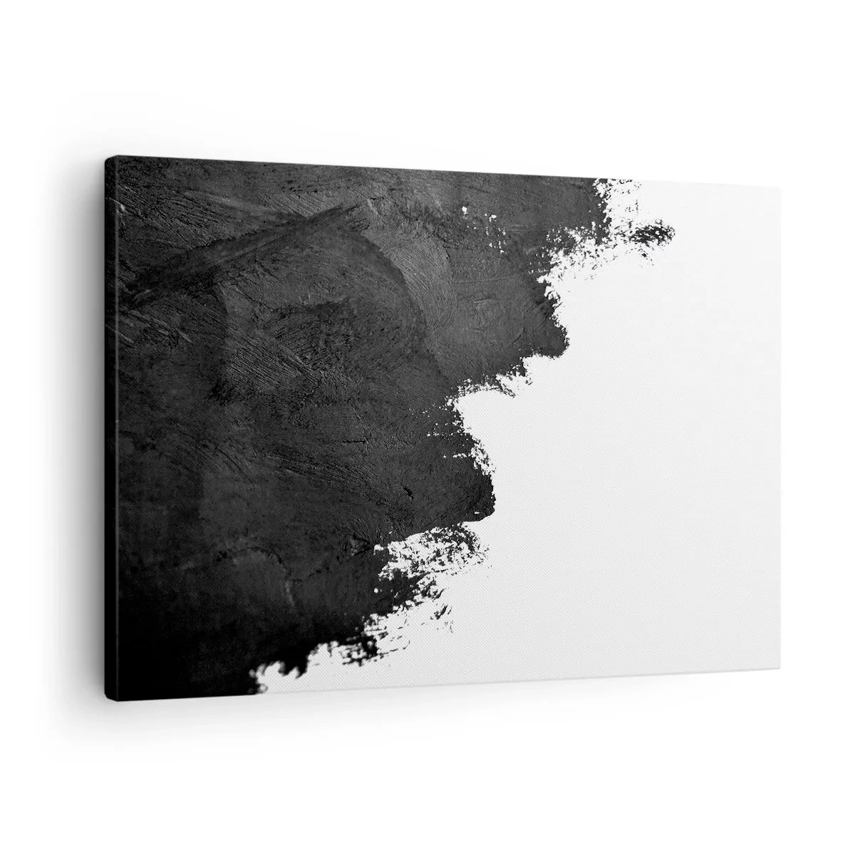 Vászonkép - Fekete-fehér absztrakció kontrasztos ecsetvonásokkal - 70x50cm - Elemek: föld - Modern fali dekoráció nappalihoz és hálószobához ARTTOR