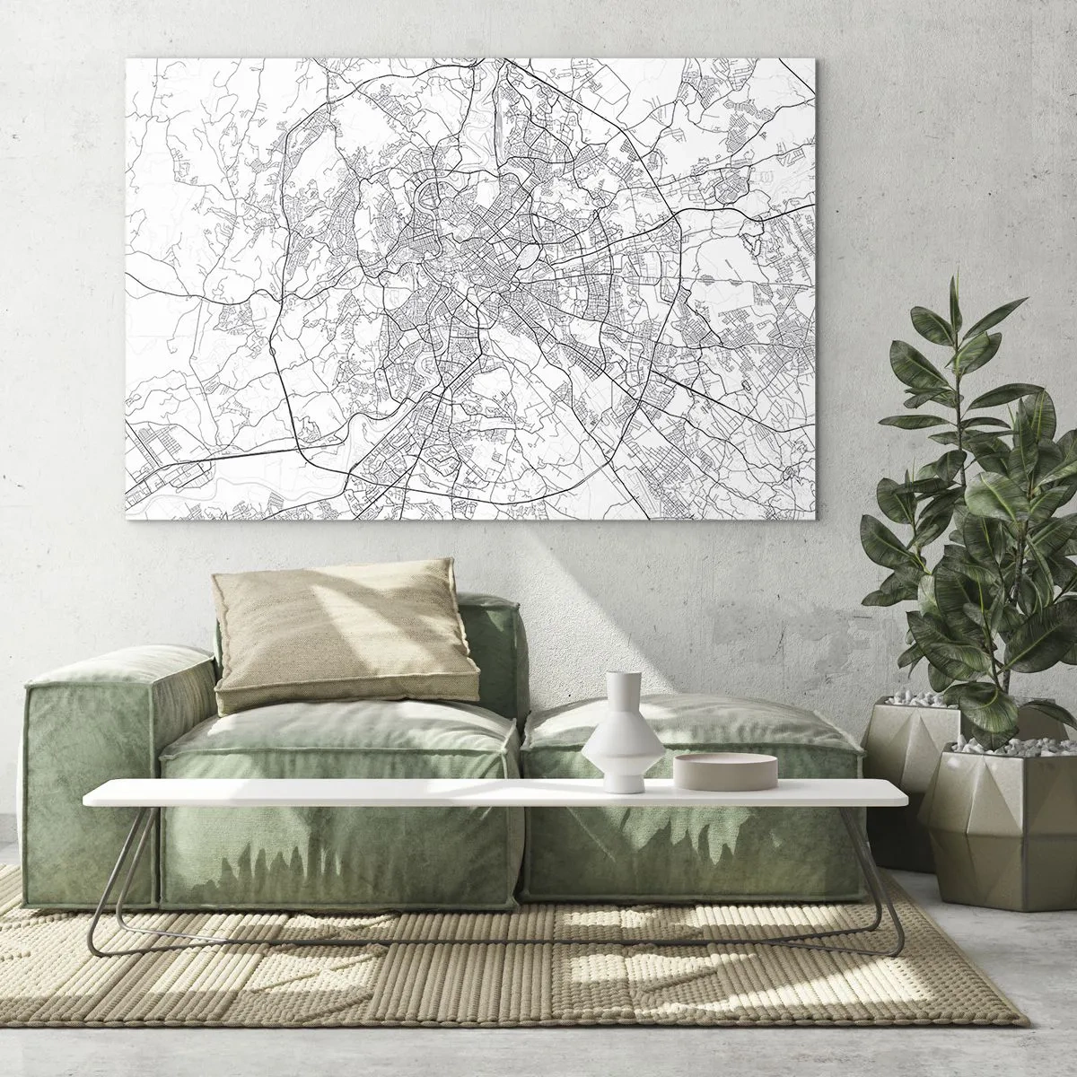 Üveg kép - Róma térképe egyértelmű kör alakú úthálózattal - 70x50cm - Római kör - Modern fali dekoráció nappalihoz és hálószobához ARTTOR