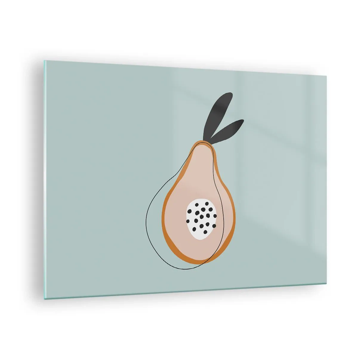 Üveg kép - Egy körte absztrakt illusztrációja minimalista stílusban - 70x50cm - Behatolás a dolgok természetébe - Modern fali dekoráció nappalihoz és hálószobához ARTTOR