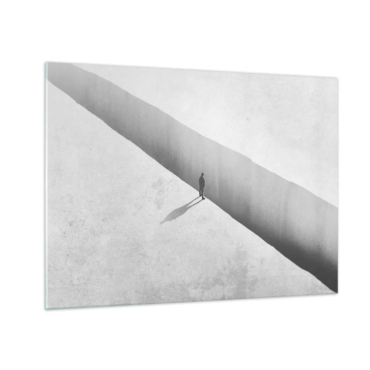 Üveg kép - Minimalista sziluett egy szakadék felett egy világos térben - 70x50cm - Fényes célpont - Modern fali dekoráció nappalihoz és hálószobához ARTTOR