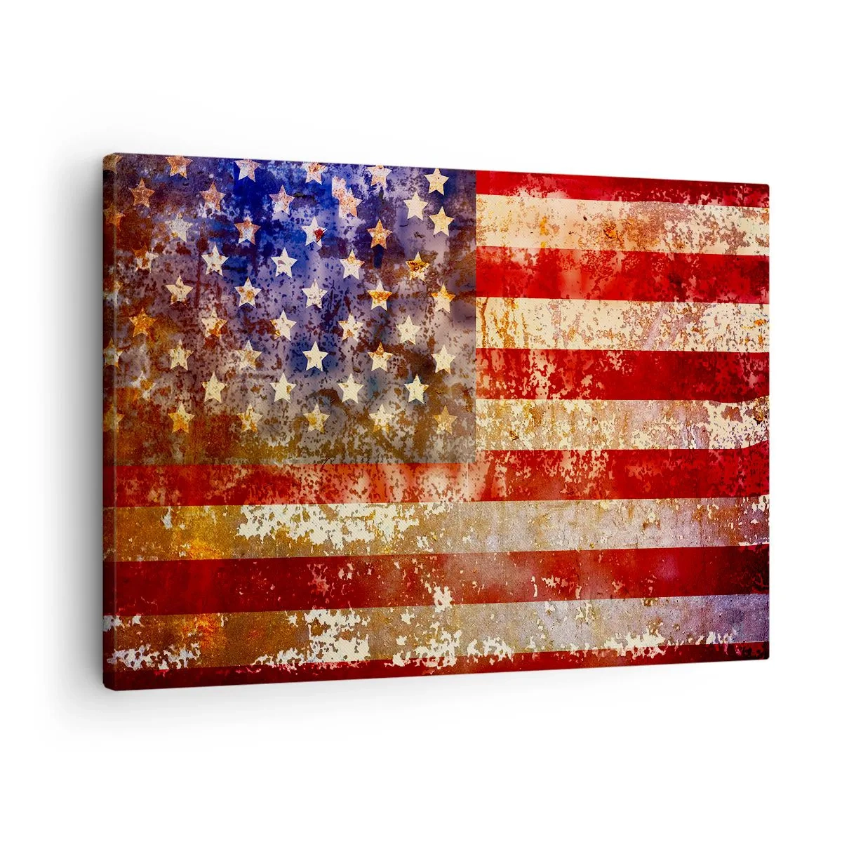 Vászonkép - Stilizált amerikai zászló antikolt hatással - 70x50cm - A dicsőség nem múlik el - Modern fali dekoráció nappalihoz és hálószobához ARTTOR