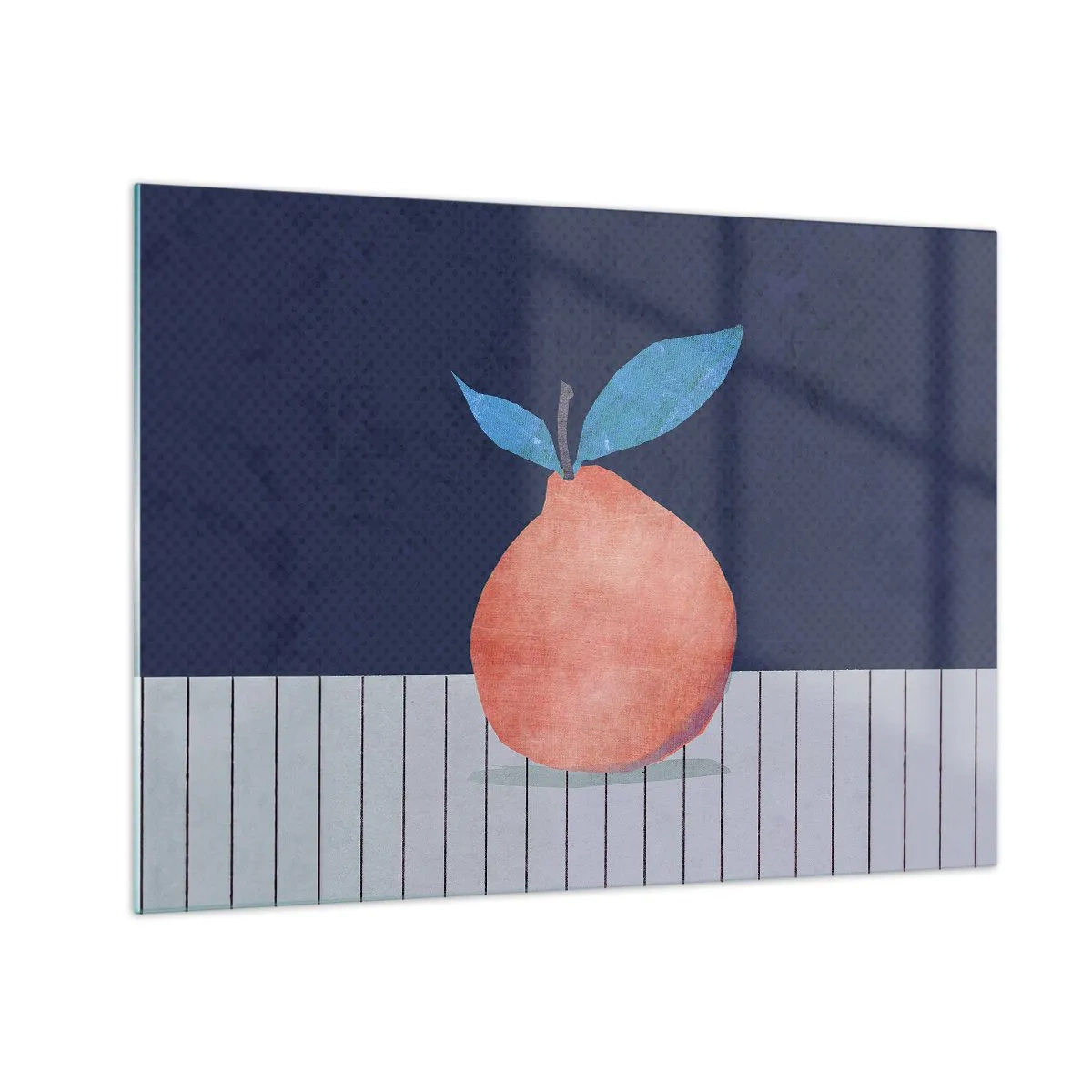 Üveg kép - Egy gyümölcs absztrakt formával egy geometrikus kompozíció hátterében - 70x50cm - Domborúság és sík - Modern fali dekoráció nappalihoz és hálószobához ARTTOR