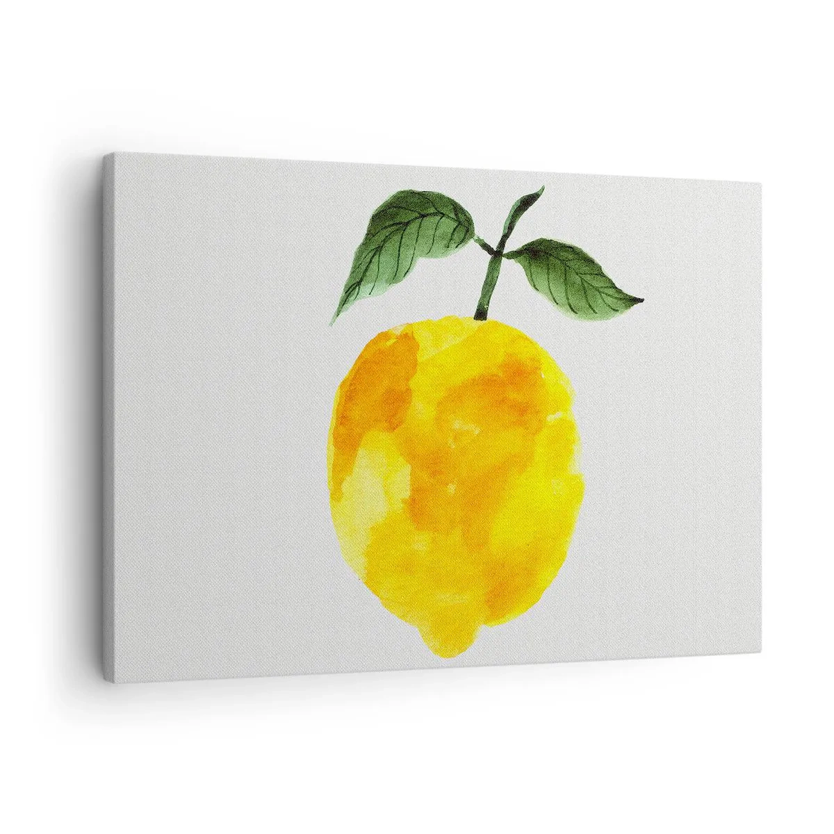 Vászonkép - Akvarell citrom zöld levelekkel, világos háttéren - 70x50cm - Hogyan ismerjük meg a nap ízét - Modern fali dekoráció nappalihoz és hálószobához ARTTOR