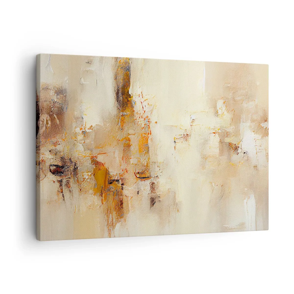 Vászonkép - Absztrakt kompozíció meleg sárga és barna árnyalatokban. - 70x50cm - A borostyán lelke - Modern fali dekoráció nappalihoz és hálószobához ARTTOR