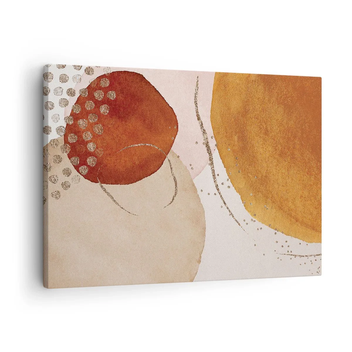 Vászonkép - Absztrakt formák meleg barna és arany árnyalatokban - 70x50cm - Gömbölyűség és mozgás - Modern fali dekoráció nappalihoz és hálószobához ARTTOR