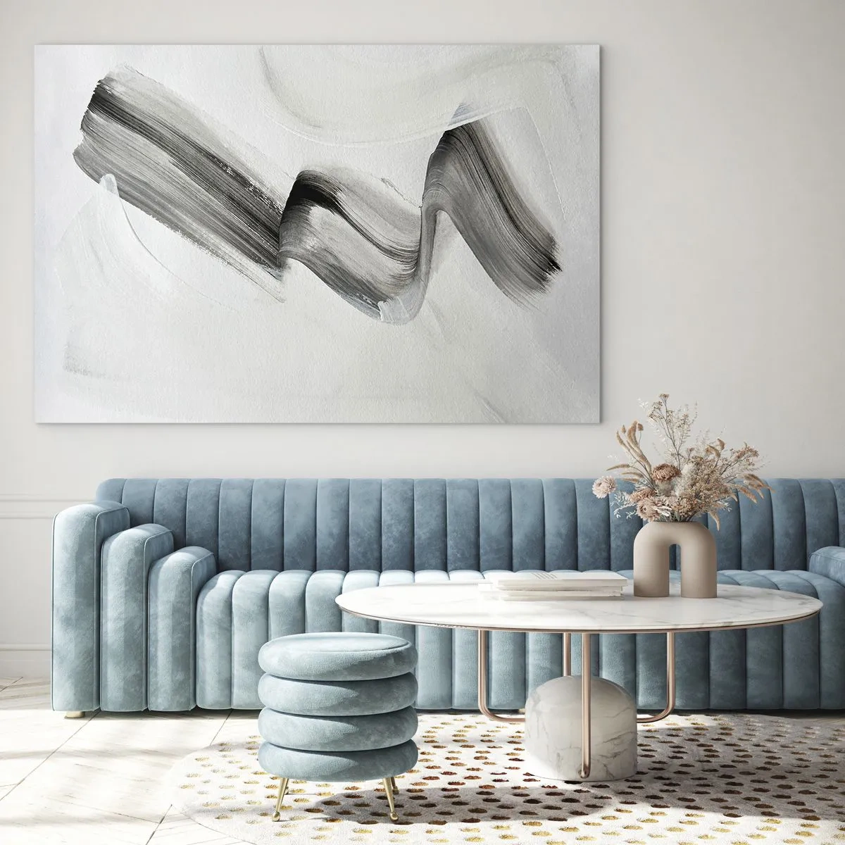 Üveg kép - Szürke absztrakt ecsetvonás világos háttéren - 70x50cm - Csak a móka kedvéért - Modern fali dekoráció nappalihoz és hálószobához ARTTOR