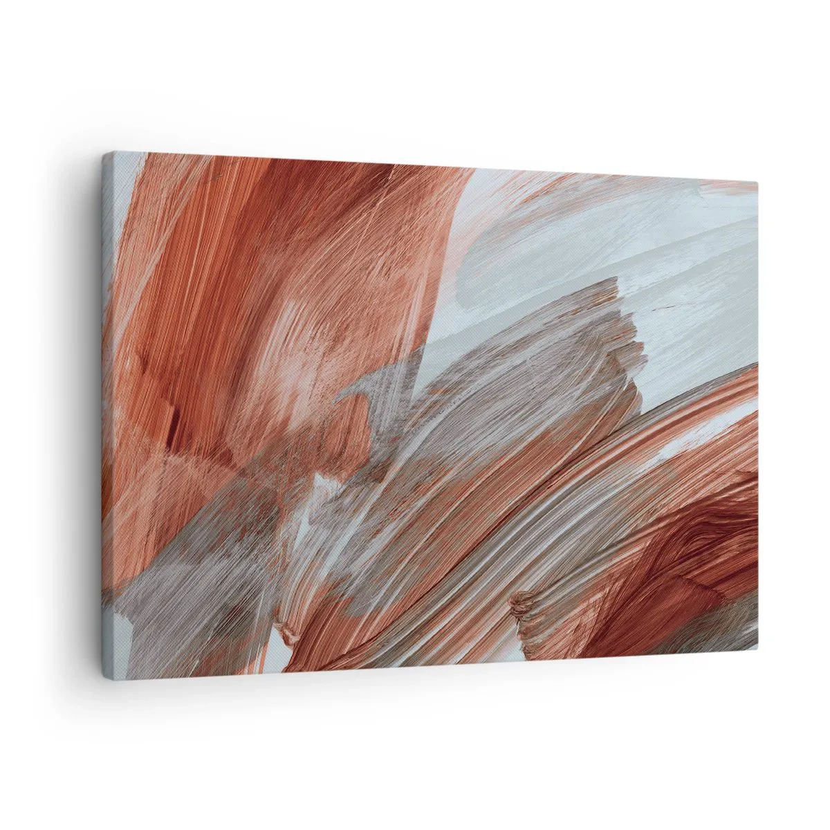 Vászonkép - Absztrakt ecsetvonások réz és szürke árnyalatokban - 70x50cm - Őszi és szeles absztrakció - Modern fali dekoráció nappalihoz és hálószobához ARTTOR