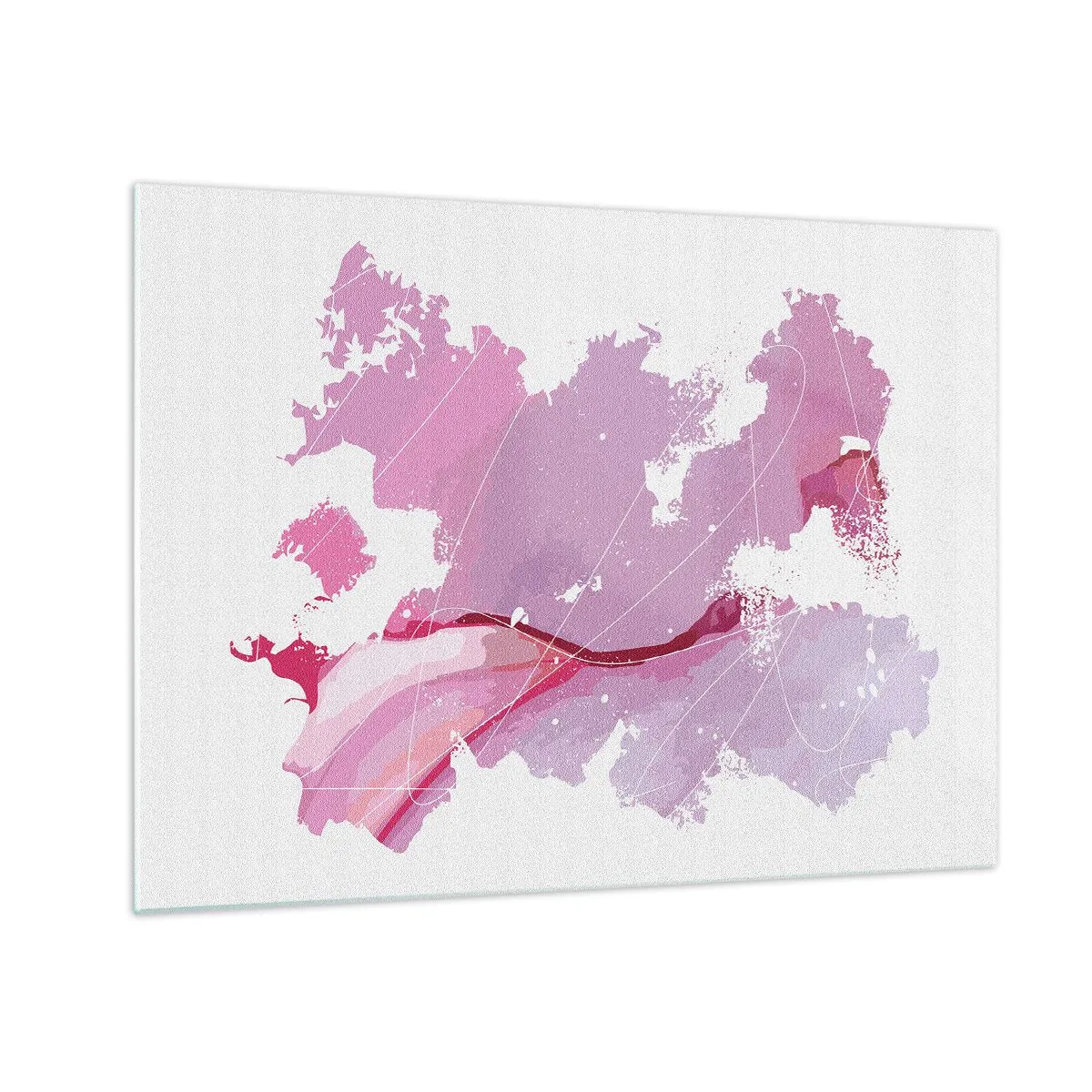 Üveg kép - Absztrakt térkép rózsaszín és lila árnyalatokban fehér alapon - 70x50cm - Egy rózsaszín világ térképe - Modern fali dekoráció nappalihoz és hálószobához ARTTOR