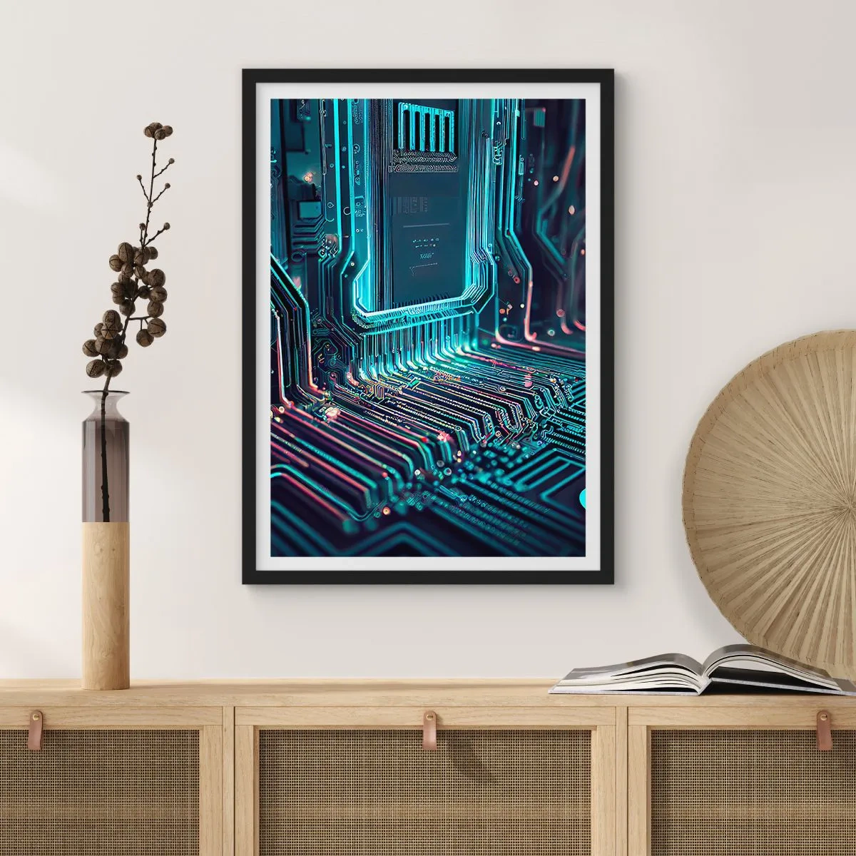 Poszter fehér keretben - Egy integrált áramkör futurisztikus víziója - 50x70cm - Úgy gondolom... - Modern fali dekoráció nappalihoz és hálószobához ARTTOR