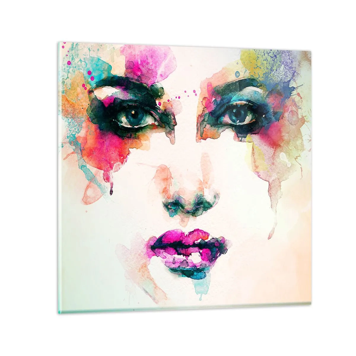 Üveg kép - Szivárvánnyal festett portré - 30x30 cm