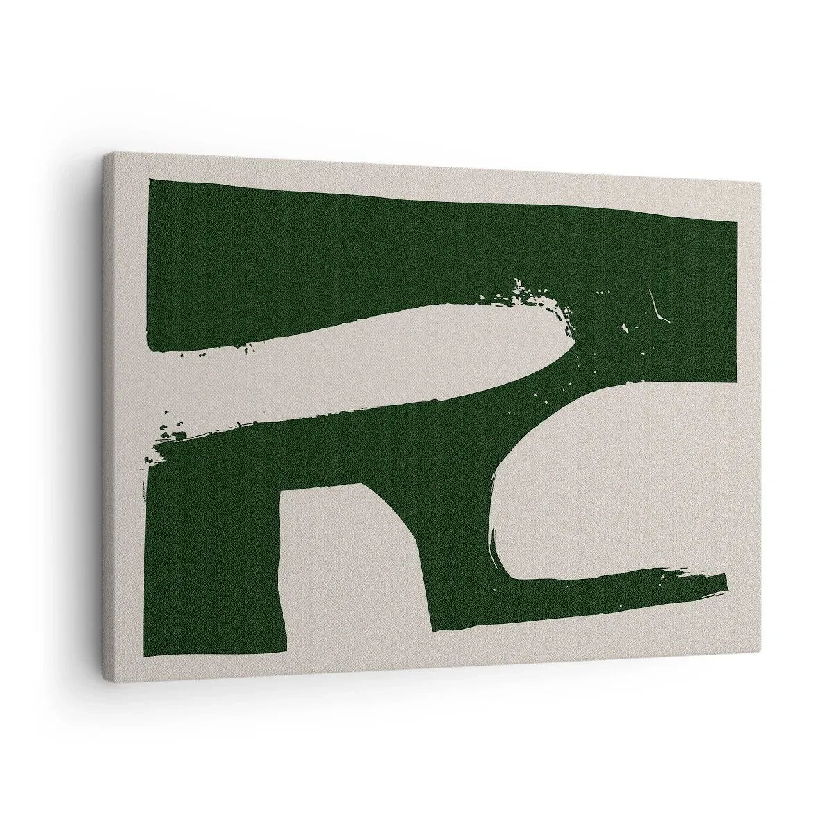 Vászonkép - Minimalista absztrakt zöld színben, világos háttér előtt - 70x50cm - Fehér öblök - Modern fali dekoráció nappalihoz és hálószobához ARTTOR