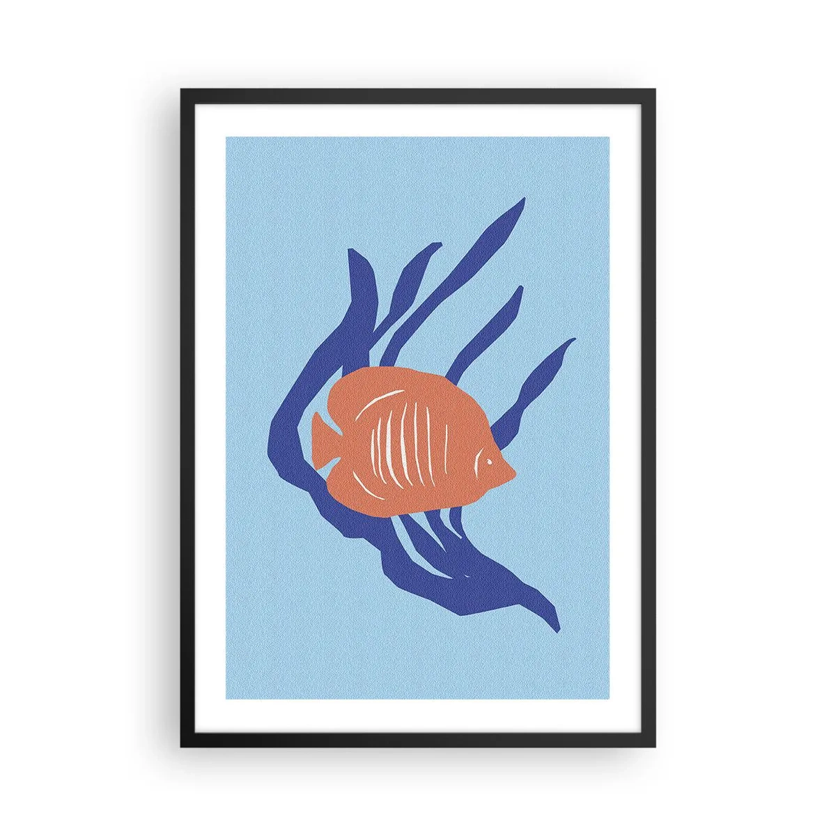Poszter fehér keretben - Trópusi halak a tengeri növények között - 50x70cm - Korall vízlakó - Modern fali dekoráció nappalihoz és hálószobához ARTTOR
