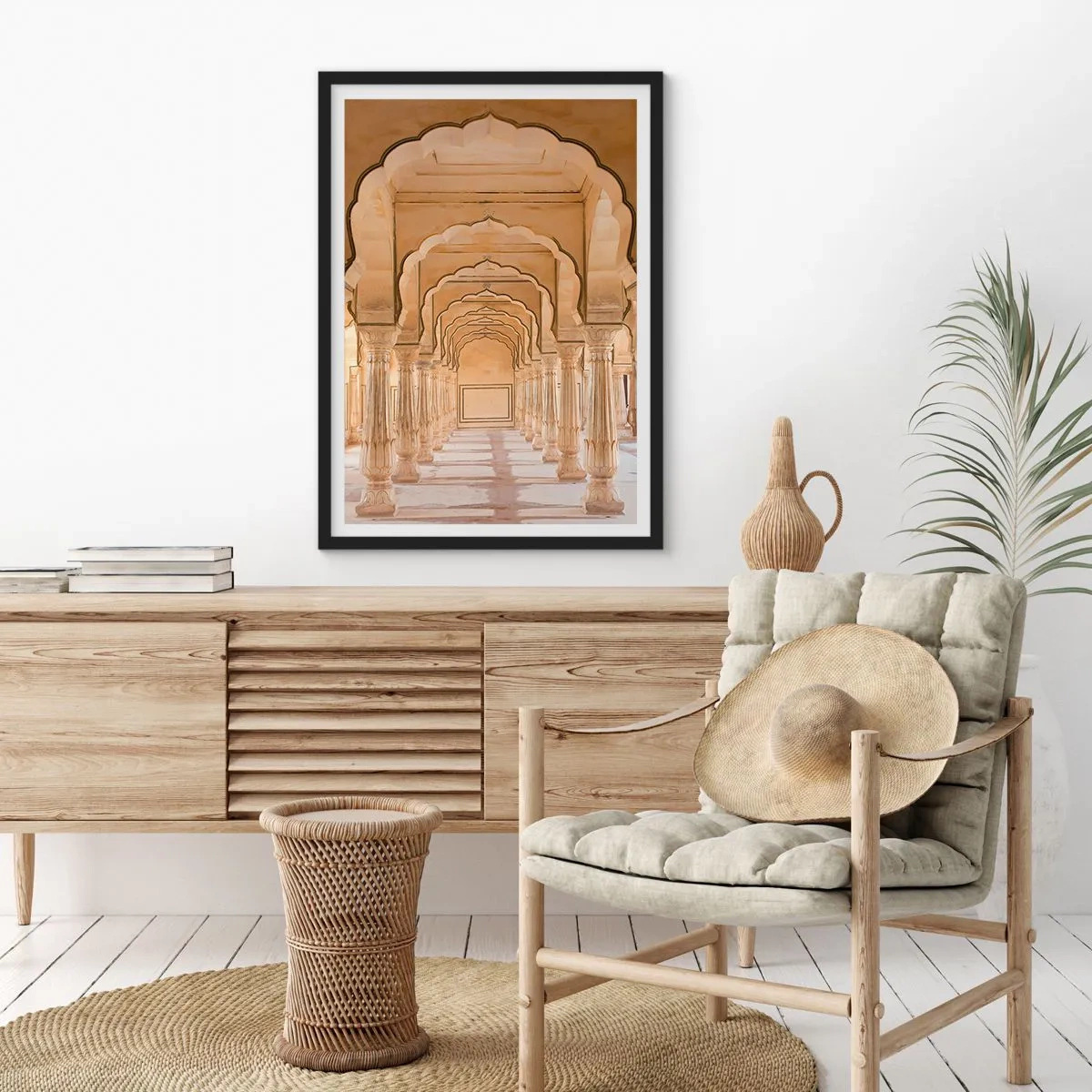 Poszter fehér keretben - Keleti szimmetria - 50x70cm - A maharadzsa palotájában - Modern fali dekoráció nappalihoz és hálószobához ARTTOR