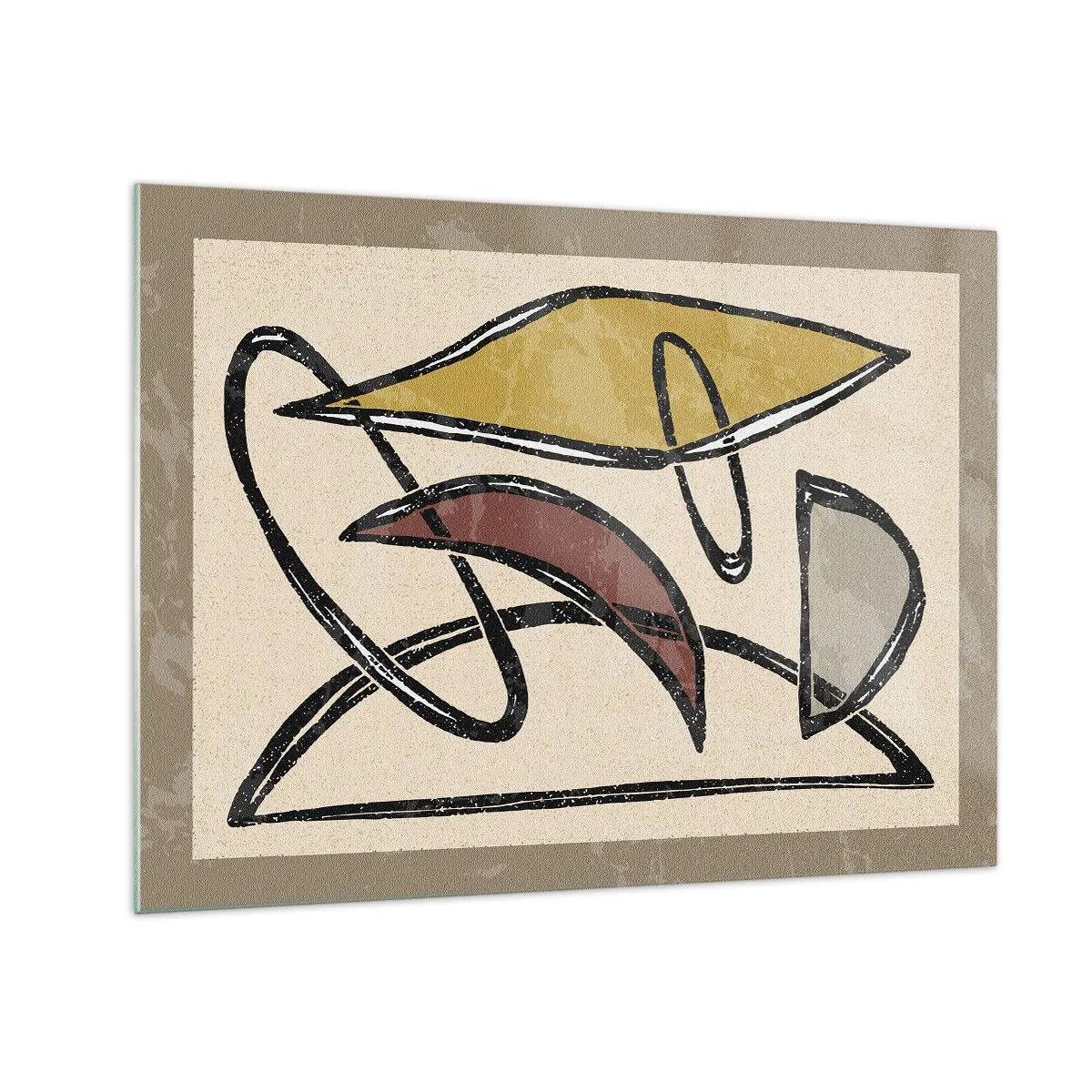 Üveg kép - Geometrikus absztrakció sárga és piros színben - 70x50cm - Függőlegesek és vízszintek - Modern fali dekoráció nappalihoz és hálószobához ARTTOR