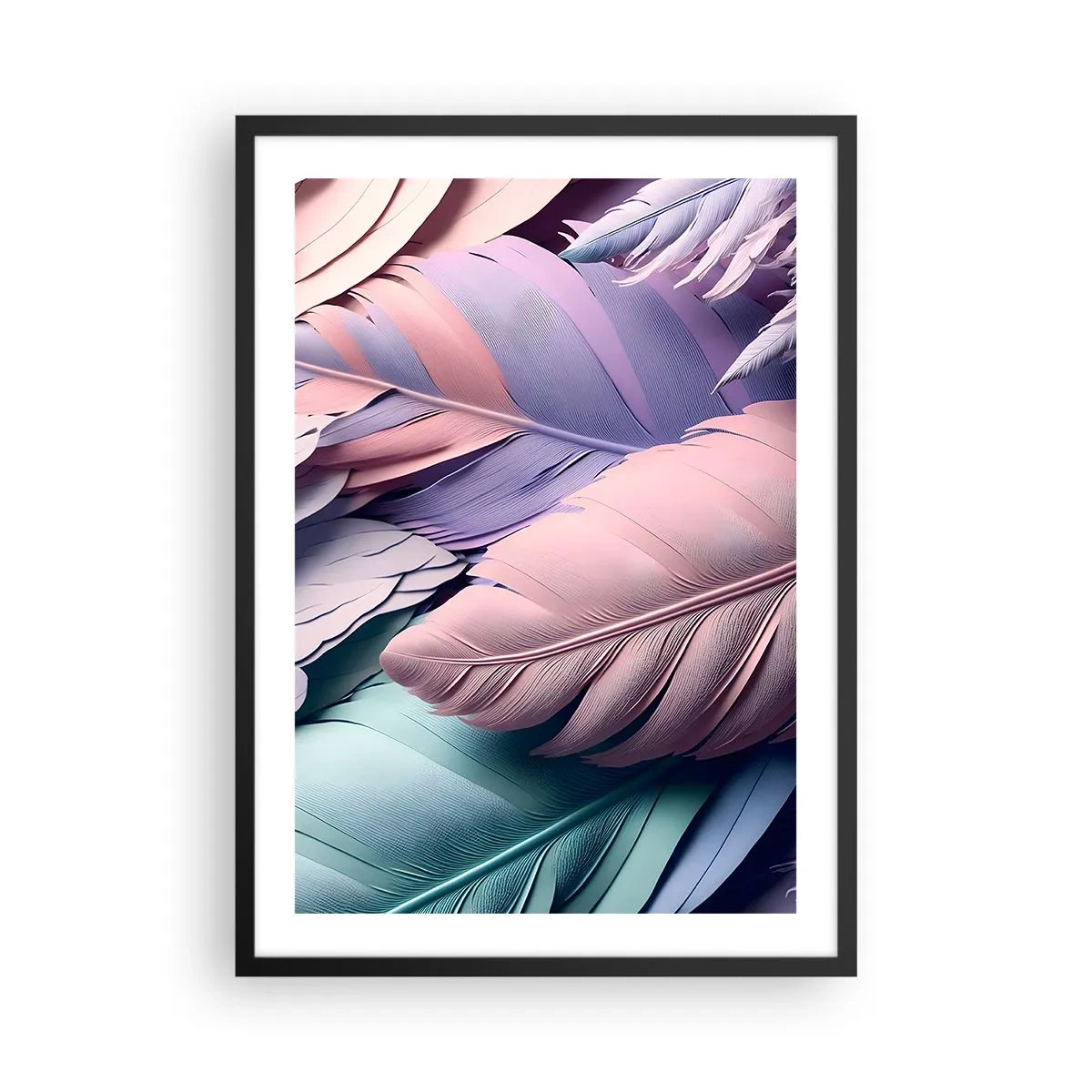Poszter fehér keretben - Pasztell tollak finom árnyalatokban - 50x70cm - Madár sikk - Modern fali dekoráció nappalihoz és hálószobához ARTTOR