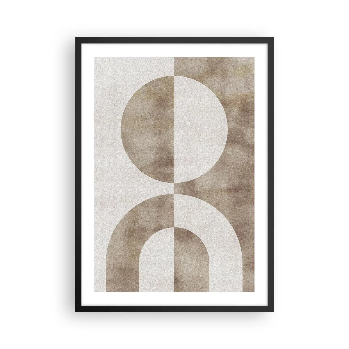 Poszter fehér keretben - Geometrikus absztrakció meleg bézs árnyalatokban - 50x70cm - Hasonlóságok és különbségek - Modern fali dekoráció nappalihoz és hálószobához ARTTOR