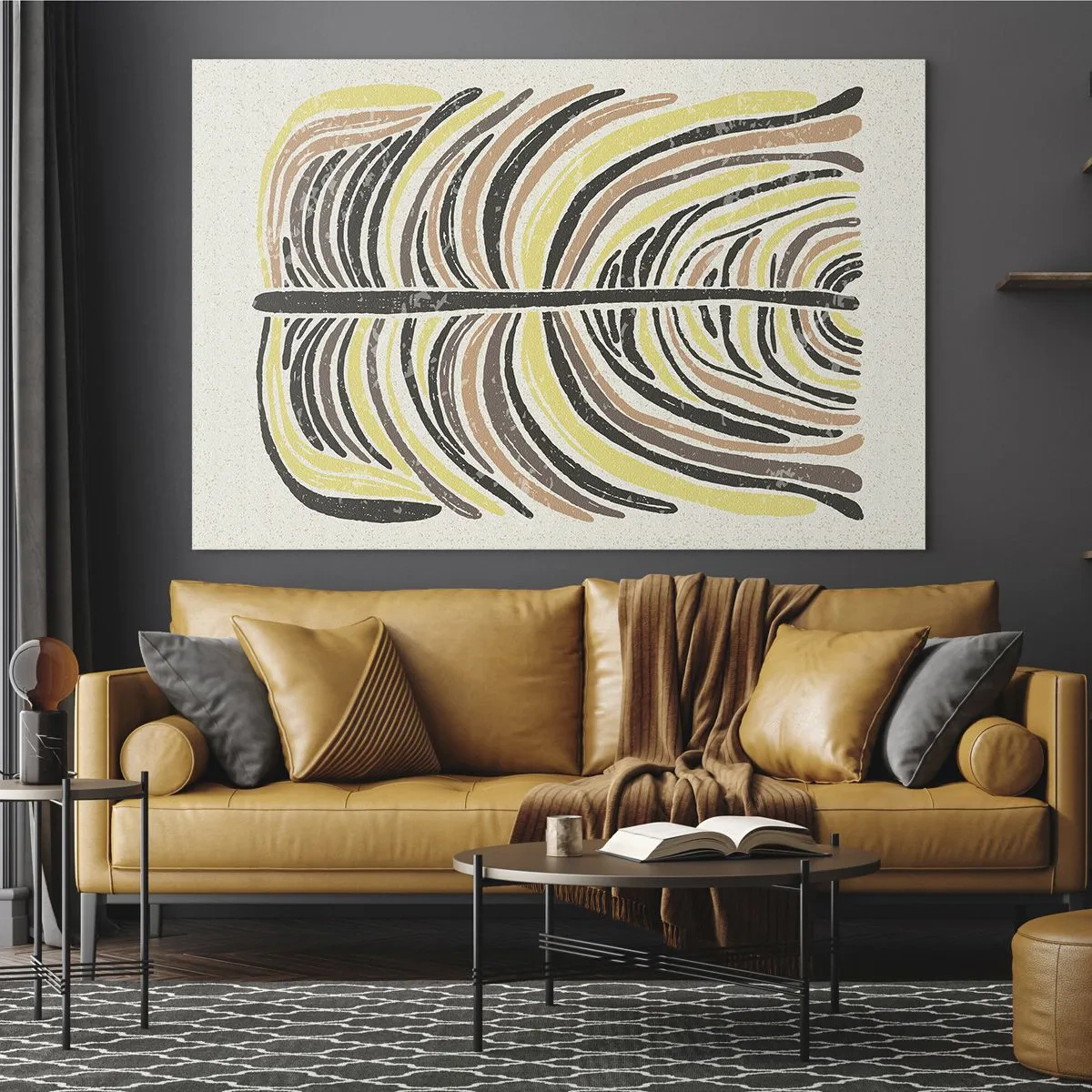 Üveg kép - Organikus absztrakció meleg földszínekben világos háttéren - 70x50cm - Élénk absztrakció - Modern fali dekoráció nappalihoz és hálószobához ARTTOR