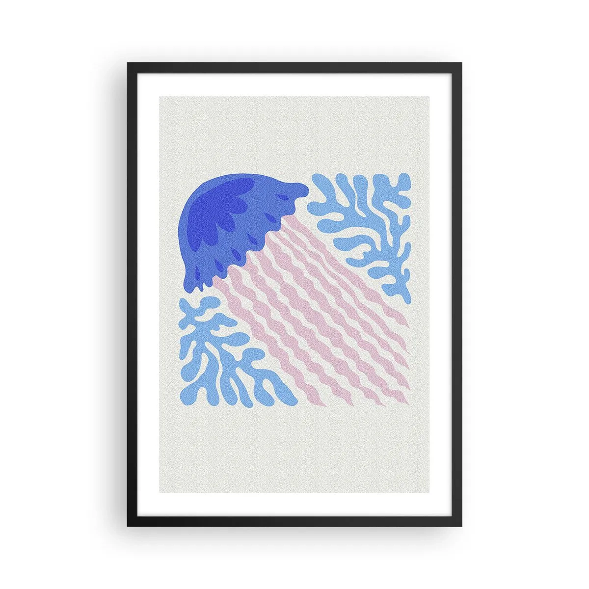Poszter fehér keretben - Stilizált medúza víz alatti növényzettel körülvéve - 50x70cm - Mint egy másik világból - Modern fali dekoráció nappalihoz és hálószobához ARTTOR