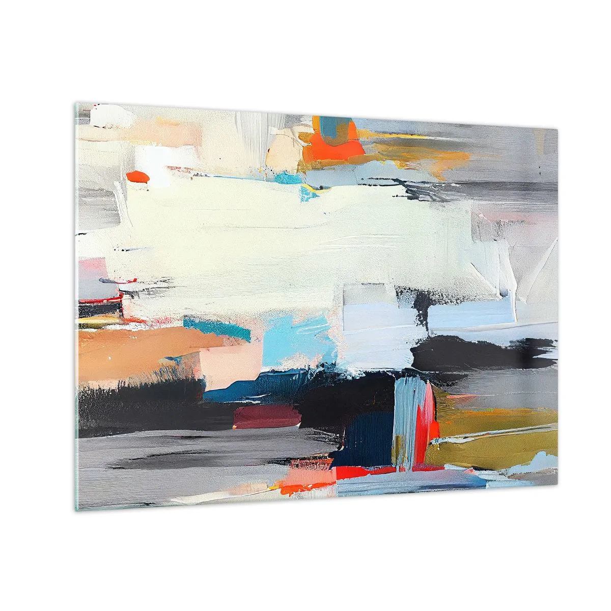 Üveg kép - Absztrakt kompozíció színes foltokkal és ecsetvonásokkal - 70x50cm - Van rá módszer? - Modern fali dekoráció nappalihoz és hálószobához ARTTOR