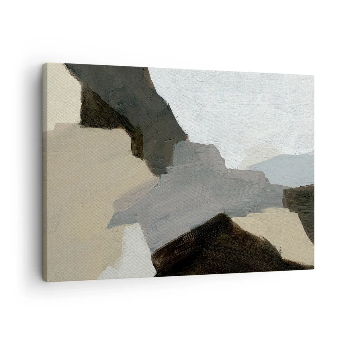 Vászonkép - Absztrakt formák bézs, barna és szürke árnyalatokban - 70x50cm - Absztrakció: a szürke elválasztásai - Modern fali dekoráció nappalihoz és hálószobához ARTTOR