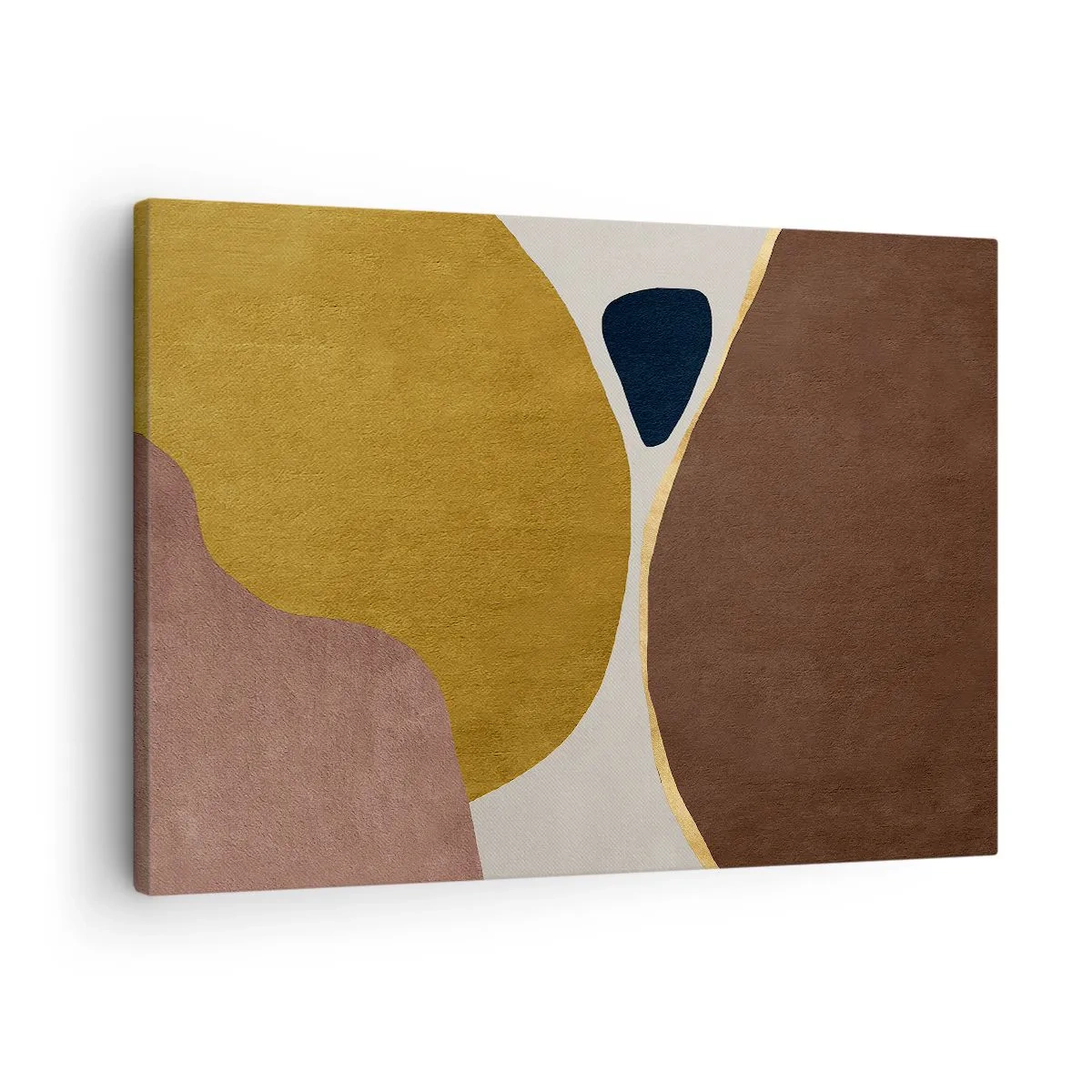 Vászonkép - Absztrakt kompozíció meleg színű geometriai alakzatokkal. - 70x50cm - Absztrakció - egy hely a térben - Modern fali dekoráció nappalihoz és hálószobához ARTTOR