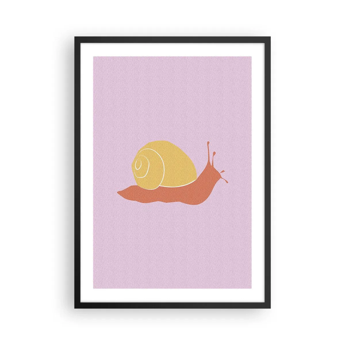 Poszter fehér keretben - Minimalista csiga grafika pasztell háttéren - 50x70cm - Nem kell sietni - Modern fali dekoráció nappalihoz és hálószobához ARTTOR