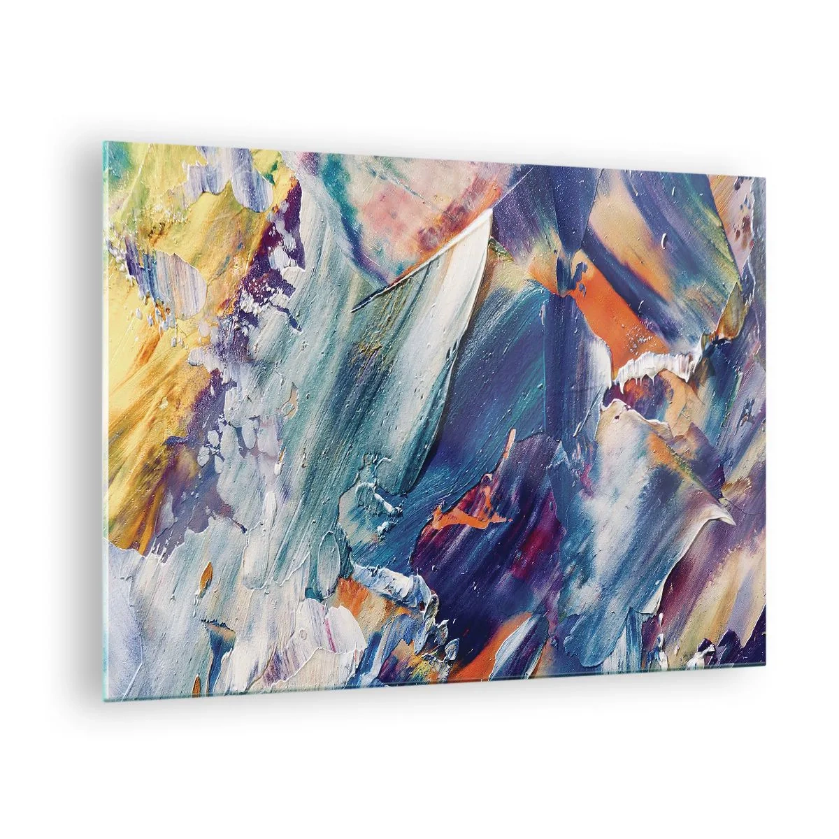 Üveg kép - Dinamikus absztrakció vastag ecsetvonásokkal - 70x50cm - Színkavalkád - Modern fali dekoráció nappalihoz és hálószobához ARTTOR