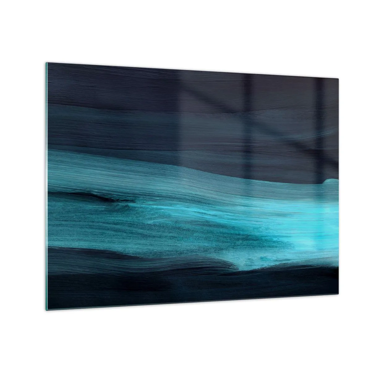 Üveg kép - Absztrakt hullám türkiz és sötétkék árnyalatokban - 70x50cm - Ússz az árral - Modern fali dekoráció nappalihoz és hálószobához ARTTOR