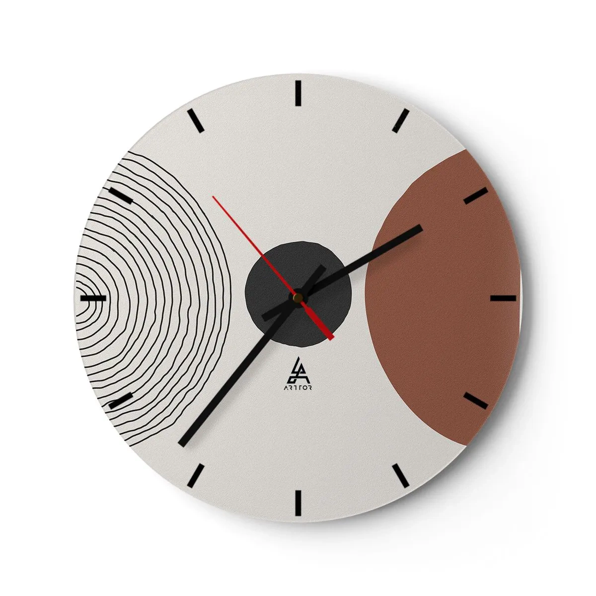 Falióra, Óra - Koncentrikus vonalak és geometriai körök kontrasztja - 30x30cm - A figyelem középpontjában - Modern fali dekoráció nappalihoz, konyhához és hálószobához ARTTOR
