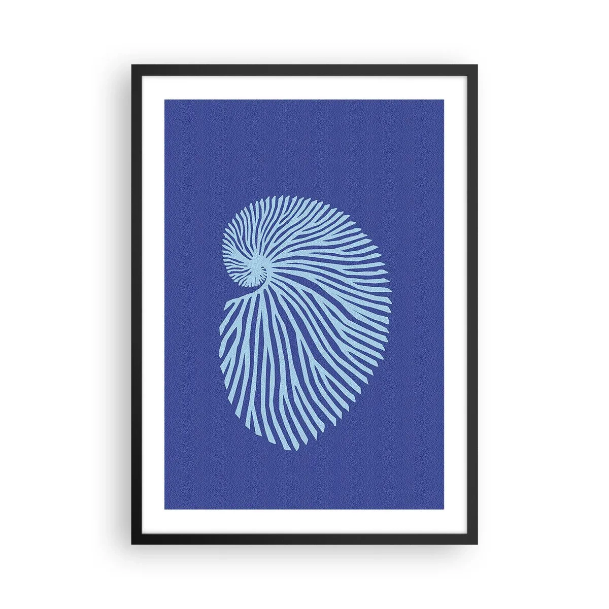 Poszter fehér keretben - Spirális elrendezésben elrendezett stilizált kagylógrafika - 50x70cm - Egy kagyló születése - Modern fali dekoráció nappalihoz és hálószobához ARTTOR