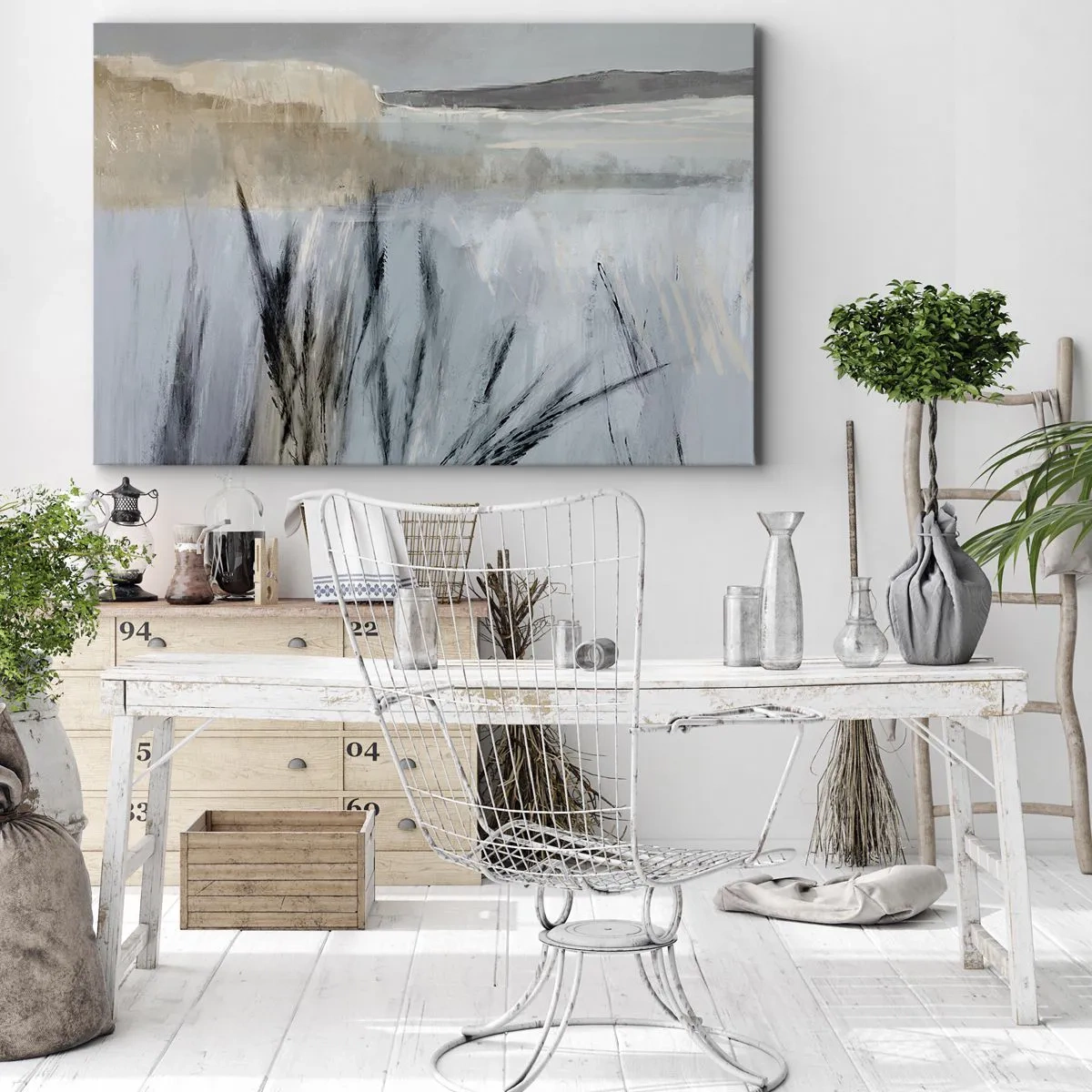 Vászonkép - Festői téli táj mezőkkel és fűvel - 70x50cm - Téli mezők - Modern fali dekoráció nappalihoz és hálószobához ARTTOR