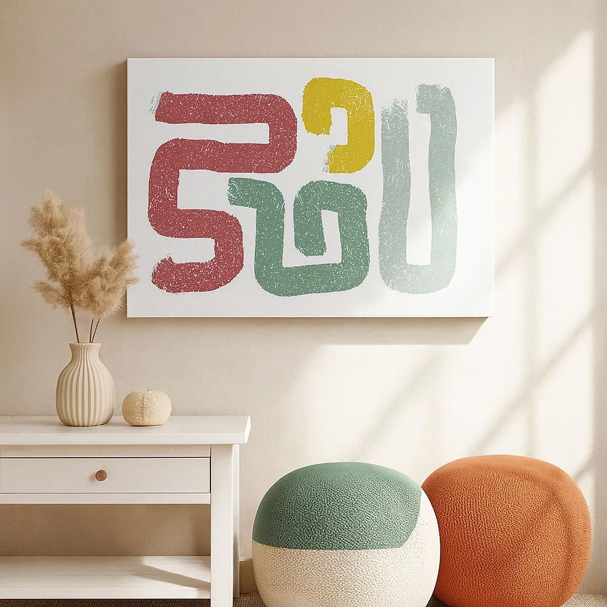 Vászonkép - Színes geometrikus minták absztrakt stílusban - 70x50cm - Egy ismeretlen nyelven - Modern fali dekoráció nappalihoz és hálószobához ARTTOR