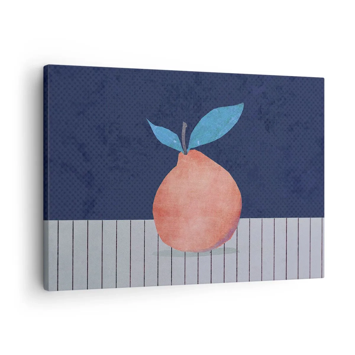 Vászonkép - Absztrakt gyümölcs kontrasztos színek és egyenes vonalak hátterében. - 70x50cm - Domborúság és sík - Modern fali dekoráció nappalihoz és hálószobához ARTTOR
