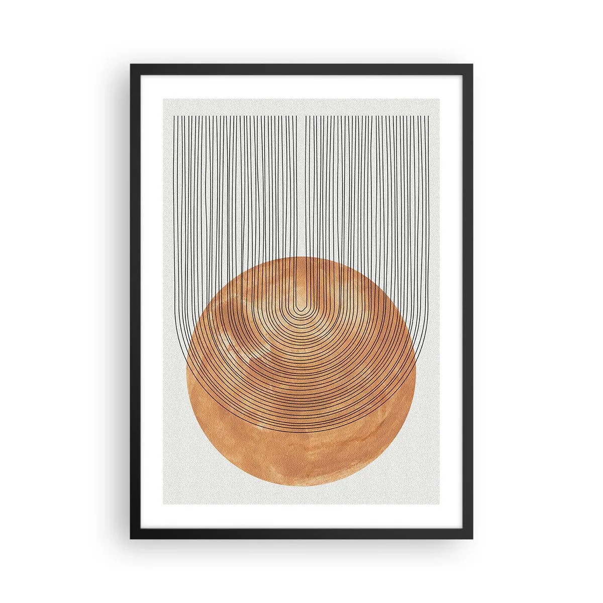 Poszter fehér keretben - Geometrikus absztrakció földszínű árnyalatokban - 50x70cm - Egy napsütéses kompozíció - Modern fali dekoráció nappalihoz és hálószobához ARTTOR