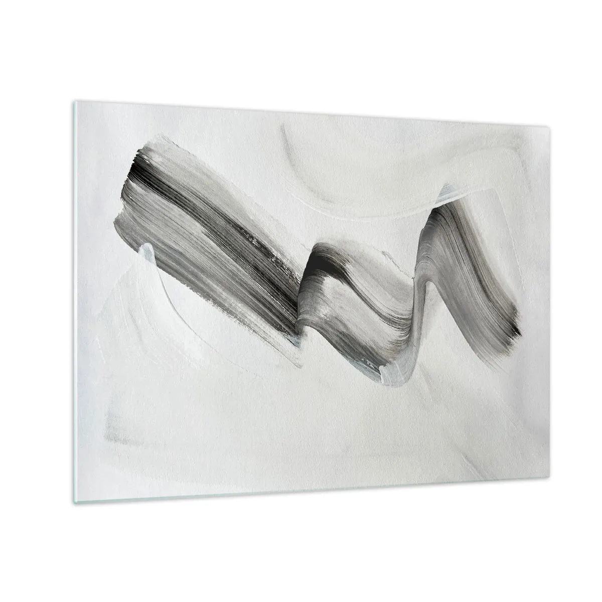 Üveg kép - Szürke absztrakt ecsetvonás világos háttéren - 70x50cm - Csak a móka kedvéért - Modern fali dekoráció nappalihoz és hálószobához ARTTOR