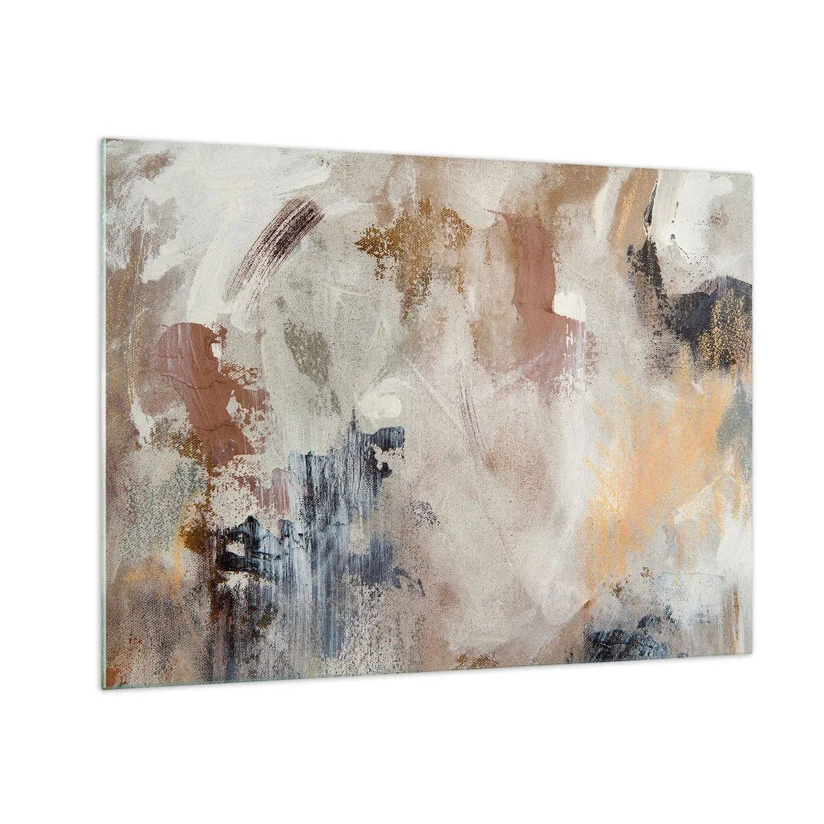 Üveg kép - Bézs és barna absztrakt kompozíció homályos stílusban - 70x50cm - Ködös absztrakció - Modern fali dekoráció nappalihoz és hálószobához ARTTOR