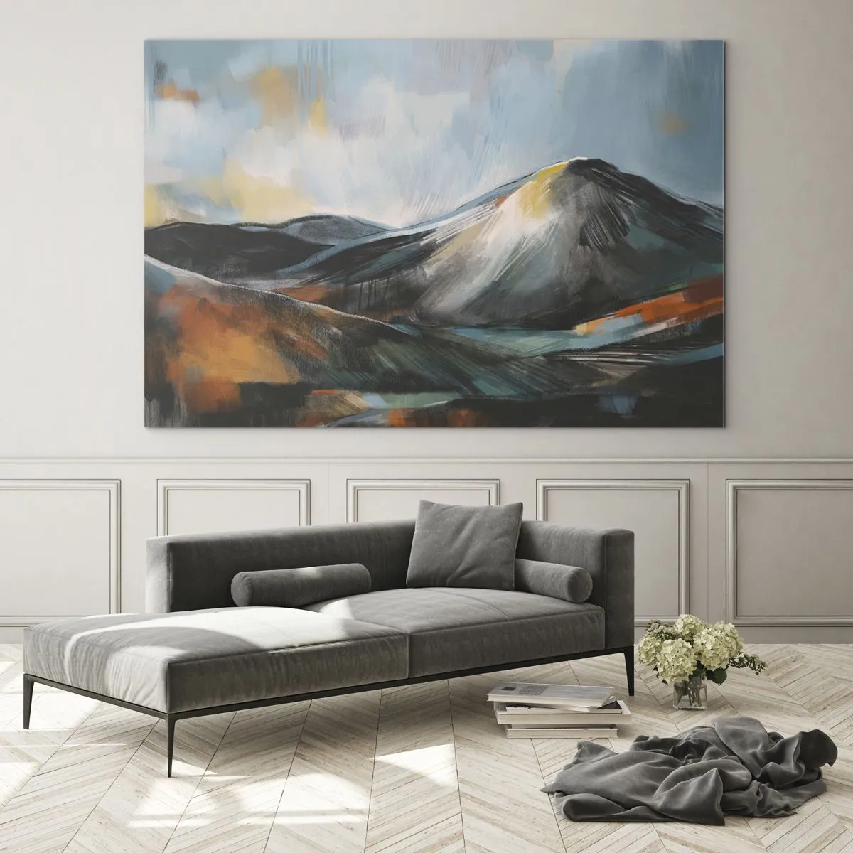 Üveg kép - Festői hegyi táj meleg és hideg színekben - 70x50cm - Nyers és gyönyörű - Modern fali dekoráció nappalihoz és hálószobához ARTTOR
