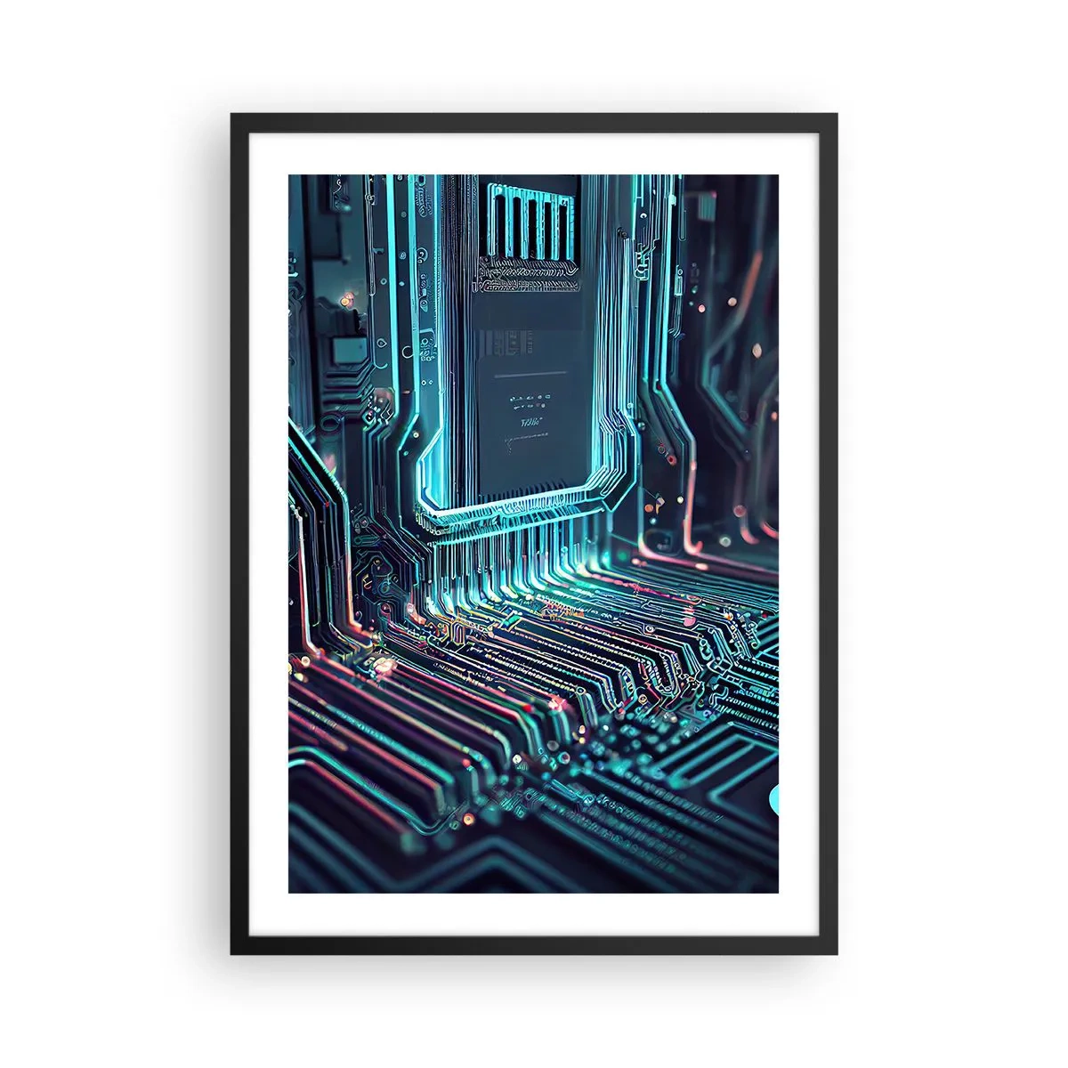 Poszter fehér keretben - Egy integrált áramkör futurisztikus víziója - 50x70cm - Úgy gondolom... - Modern fali dekoráció nappalihoz és hálószobához ARTTOR