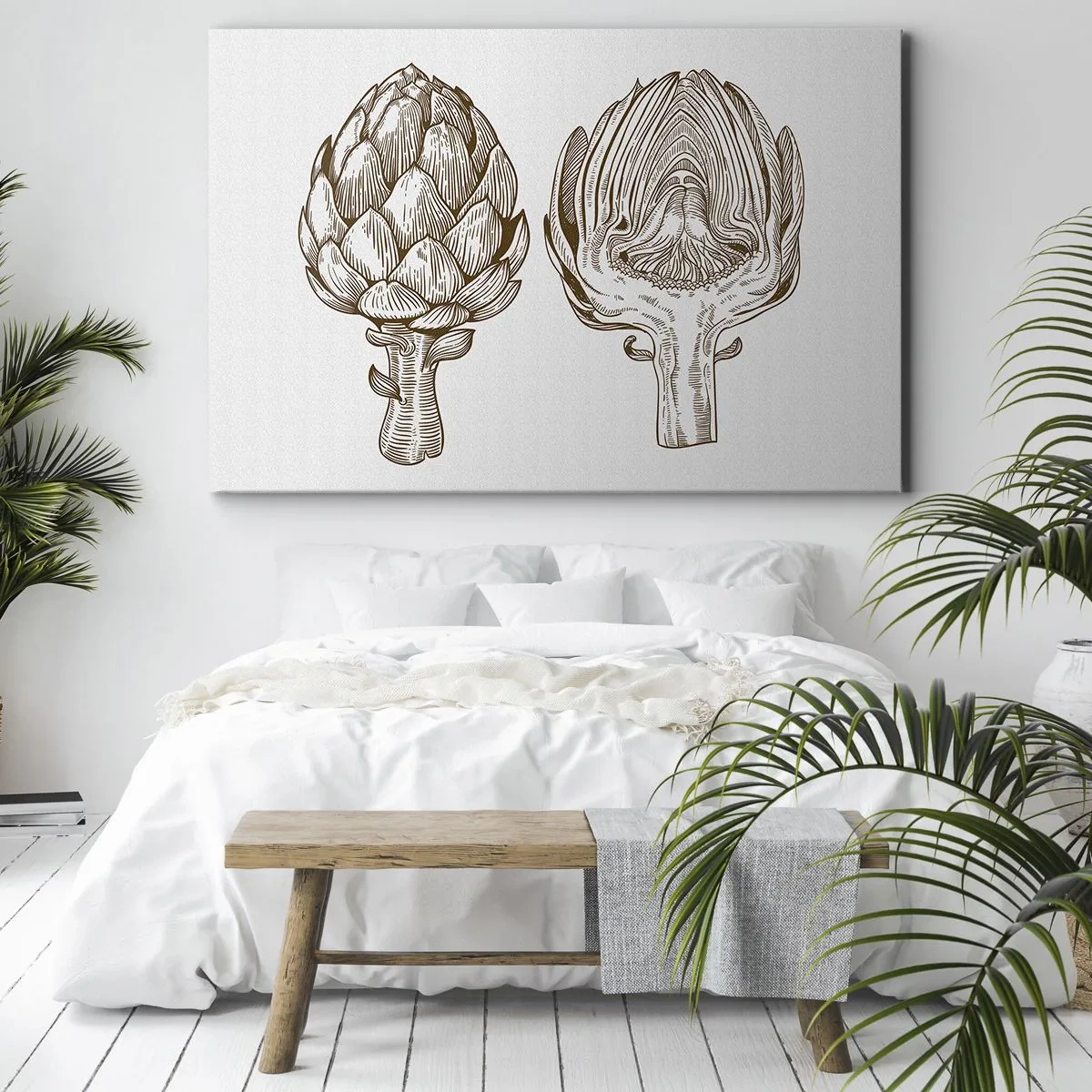 Vászonkép - Articsóka vintage rajza - 70x50cm - Anatómia lecke - Modern fali dekoráció nappalihoz és hálószobához ARTTOR